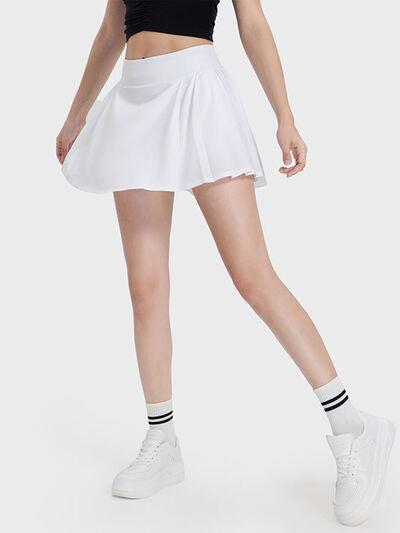 Pleated Mid-Rise Skirt