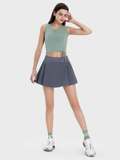 Pleated Mid-Rise Skirt