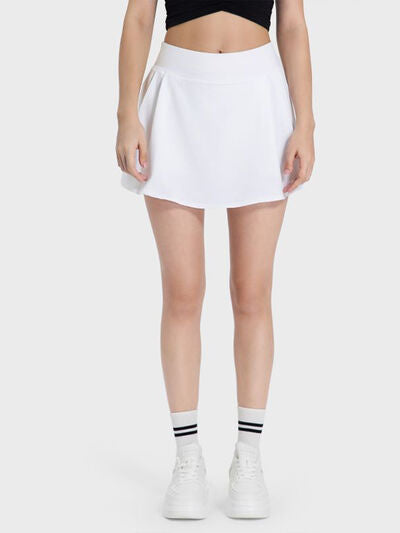 Pleated Mid-Rise Skirt
