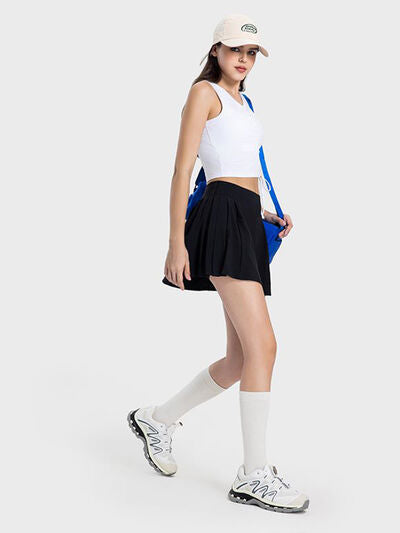 Pleated Mid-Rise Skirt