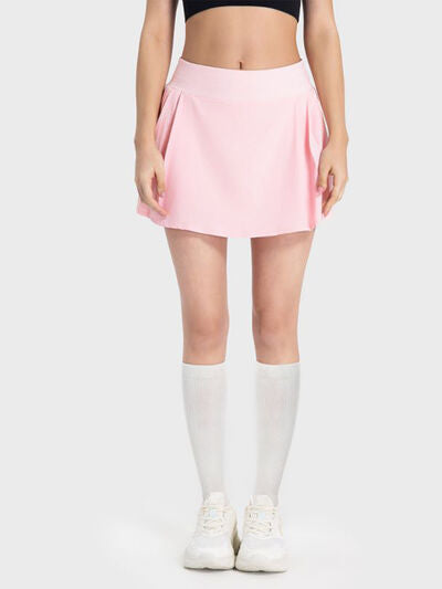 Pleated Mid-Rise Skirt
