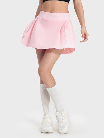 Pleated Mid-Rise Skirt