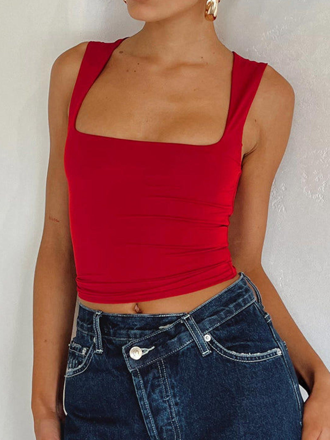 Square Neck Wide Strap Tank