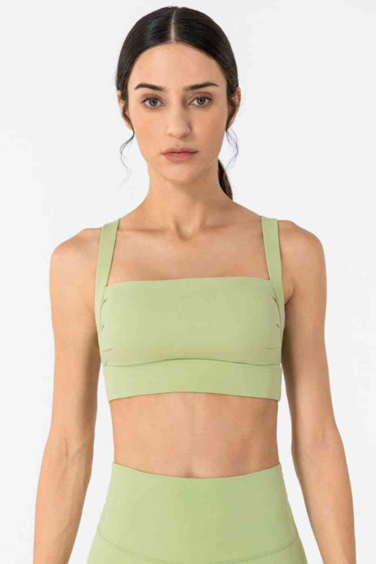 Open Back Pleated Detail Sports Bra