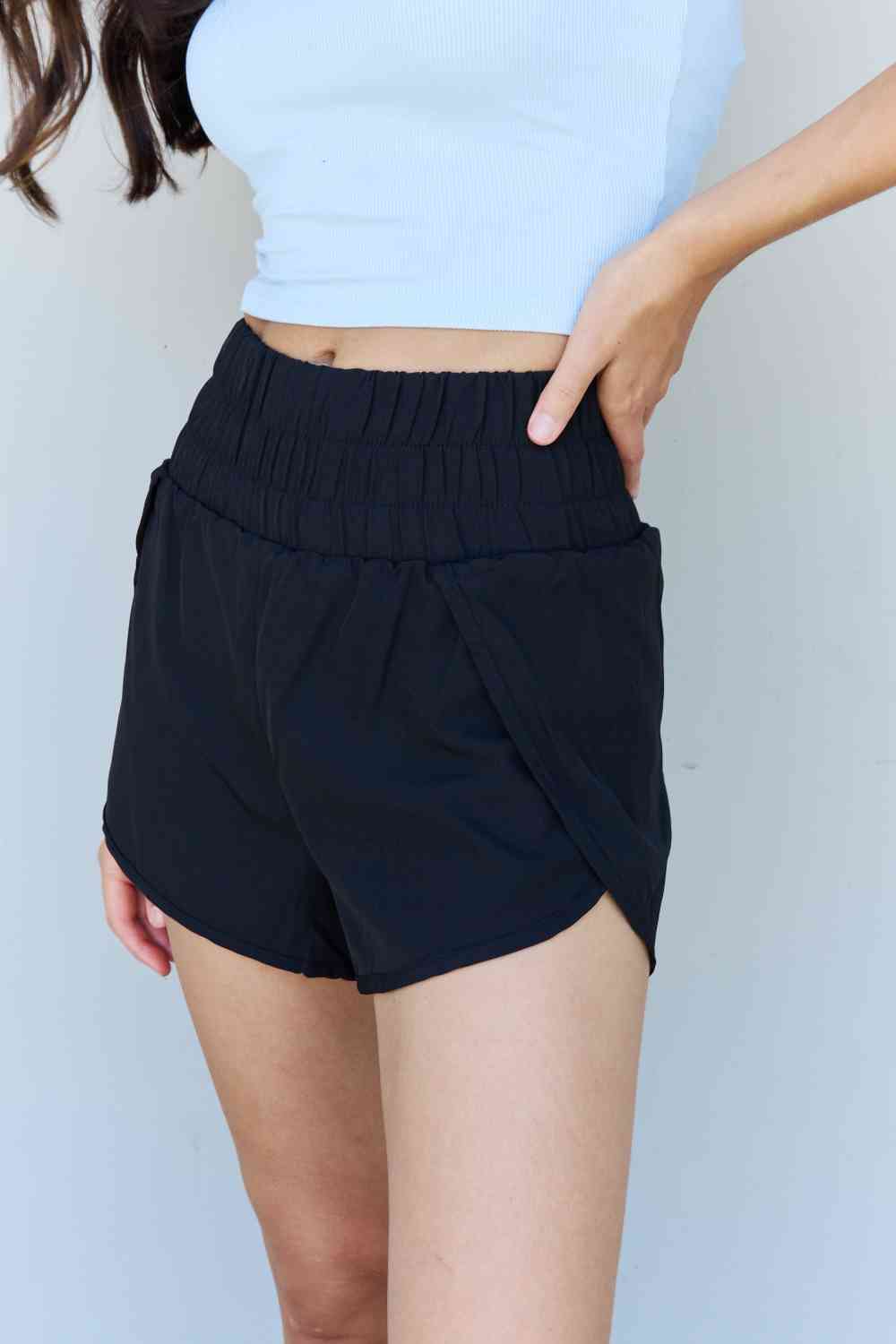 High Waistband Active Shorts in Black