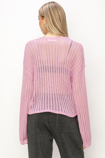 MRibbed Long Sleeve Knit Top