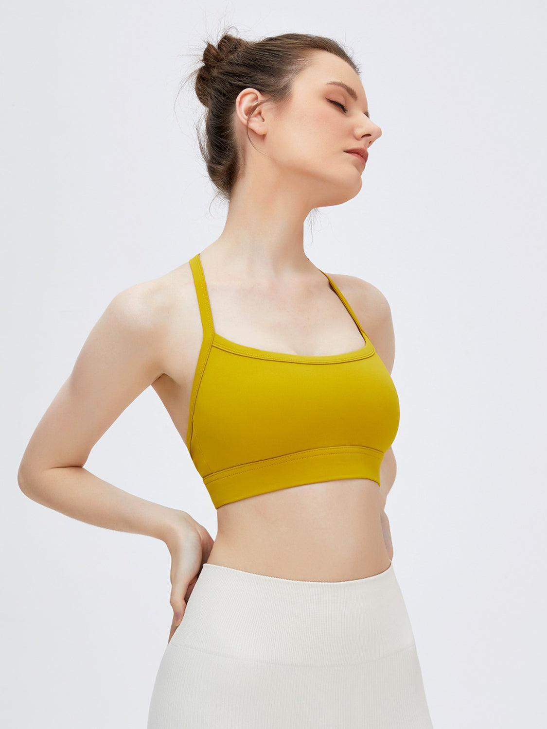 Square Neck Spaghetti Strap Active Bra