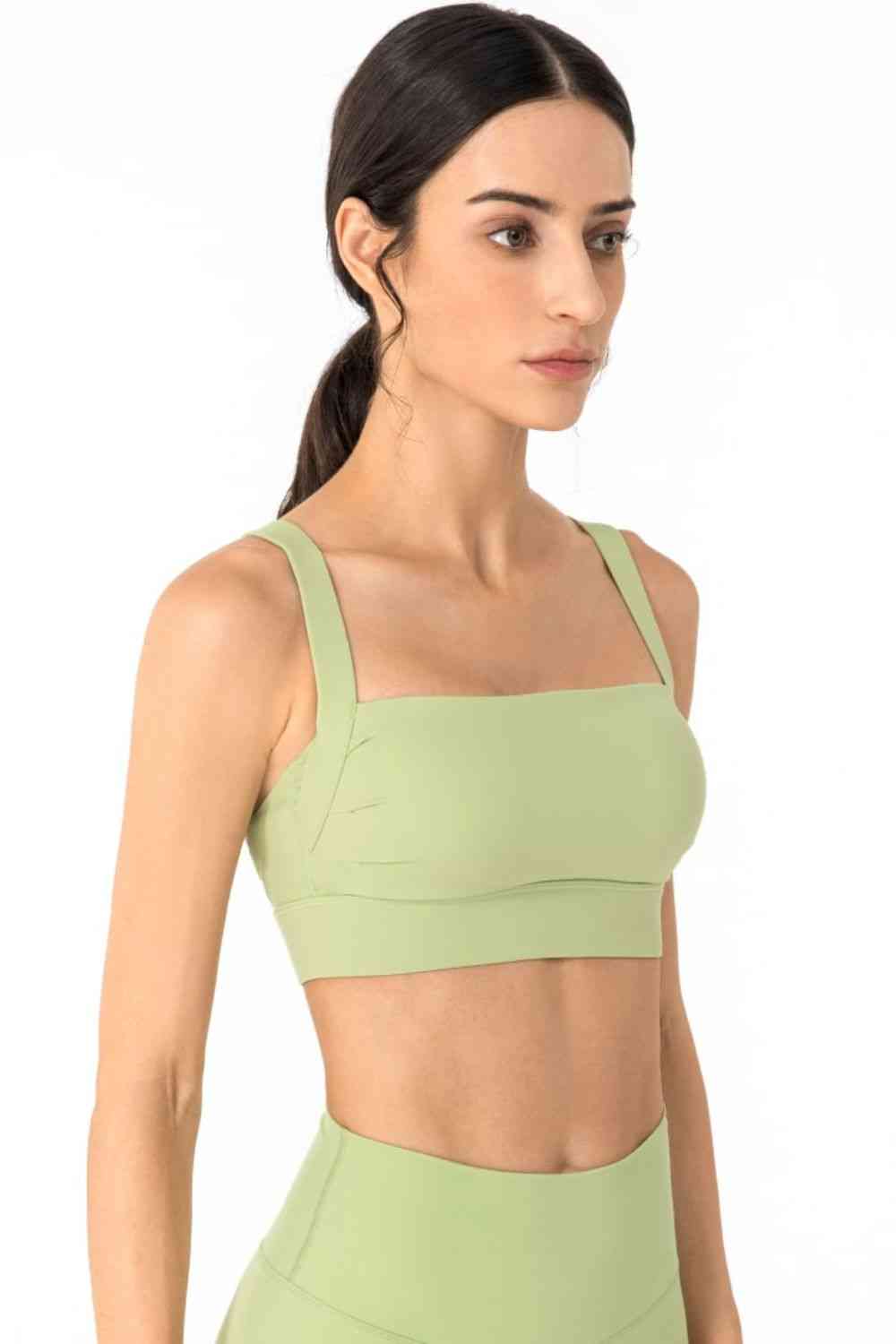 Open Back Pleated Detail Sports Bra